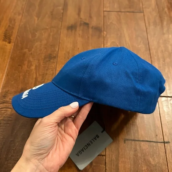 Balenciaga Blue Logo Embroidered Baseball Hat - Picture 6 of 16
